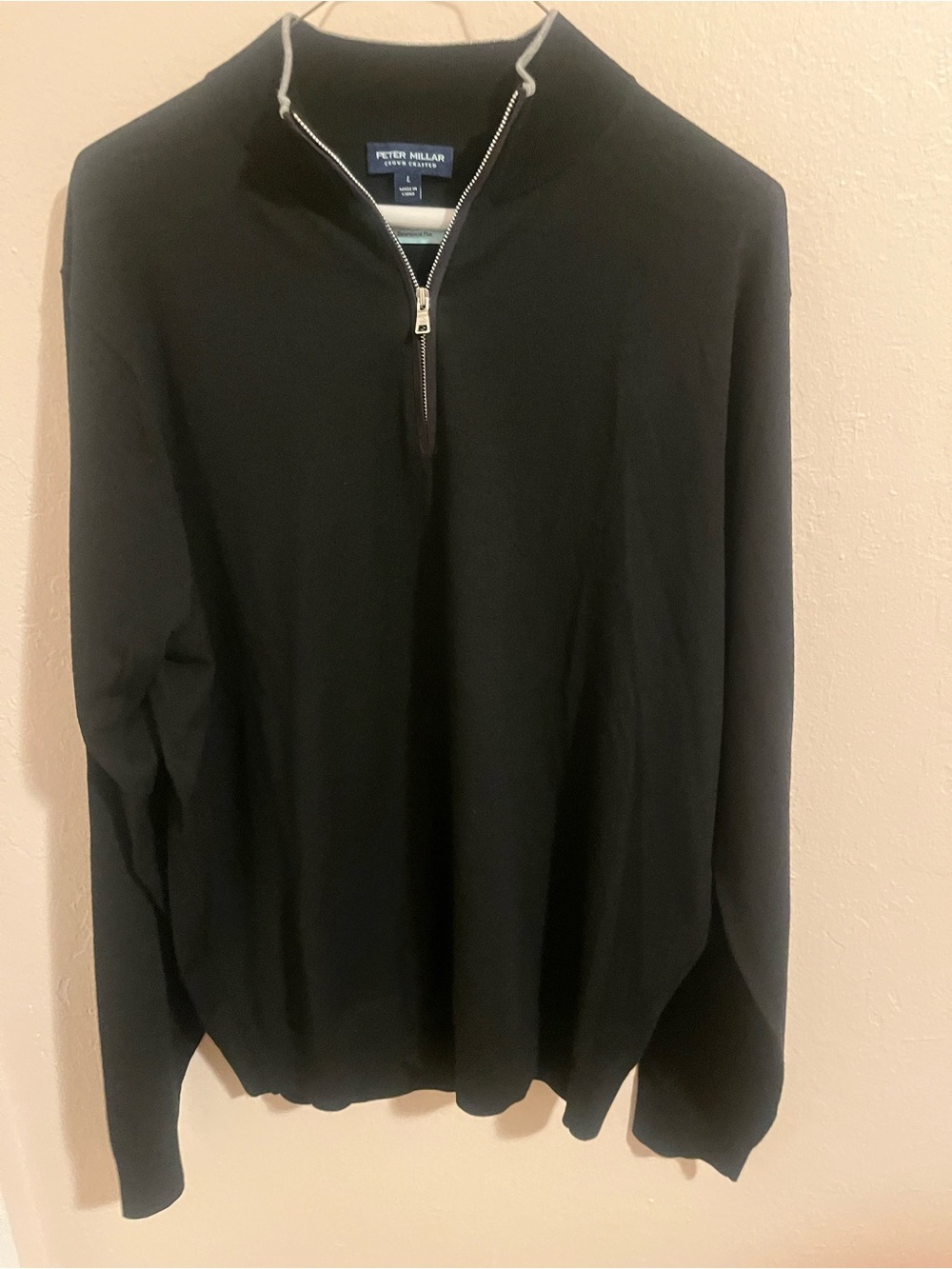 Peter Millar Black Half-Zip Performance Sweater